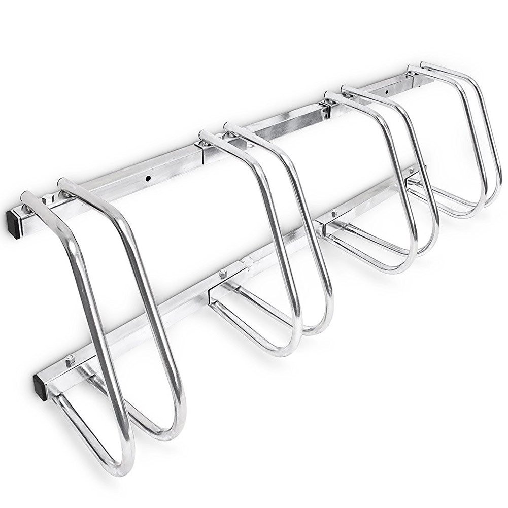 BAKAJI Estante para Bicicletas de Suelo o Pared, Soporte de estacionamiento Exterior para Bicicleta, de Acero, Soporte para Bicicleta con Material de Montaje Incluido