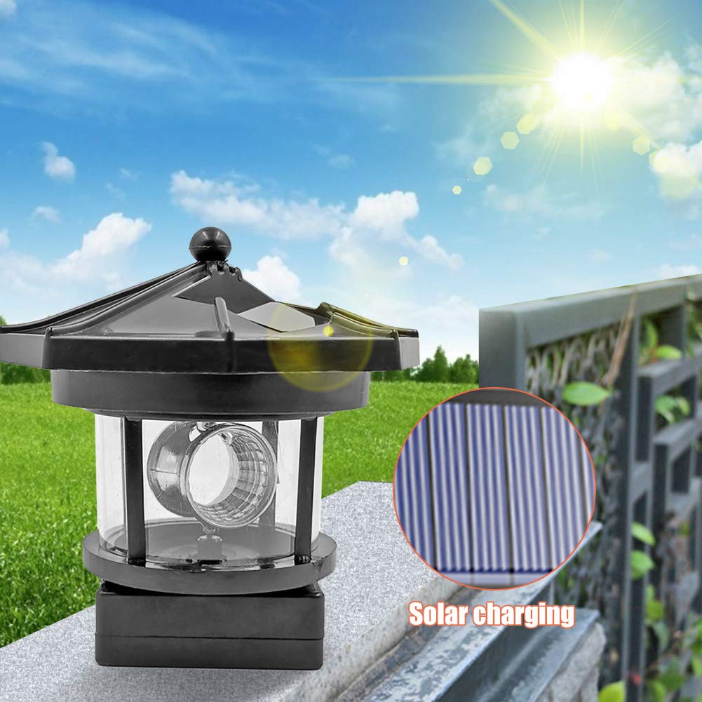 Solar-Leuchtturm Lampe Für Garten – Drehbar, Schwarz, 21 Cm, Automatisch Bei Dunkelheit
