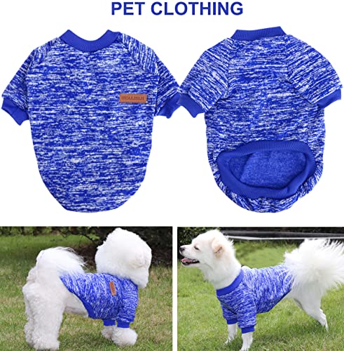 Hundepullover Kleine Hunde Chihuahua Pullover Hunde Hoodie Hunde Strickpullover, Elastizität Warm und Leicht, Mit Einer Weichen Textur, Leicht zu Tragen (Dark Blue+Navy Blau, XS) – Bild 3