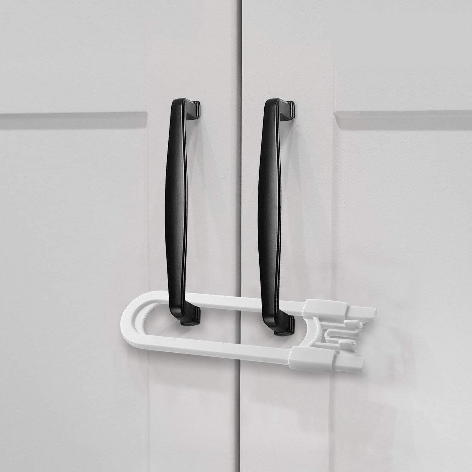 Adoric Sliding Cabinet Locks, U Shaped Baby Safety Locks, Childproof Cabinet Latch for Kitchen Bathroom Storage Doors, Knobs and Handles (8-Pack, White)
