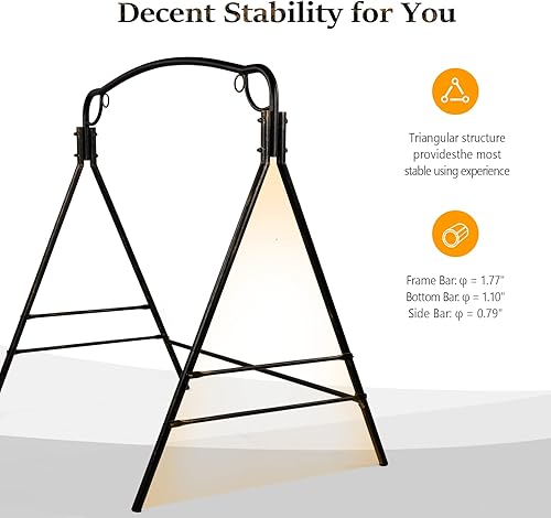 Miniatura 3 de VINGLI Soporte de columpio de metal mejorado para porche con acabado de bronce antiguo, marco de columpio de acero resistente de 660 libras con