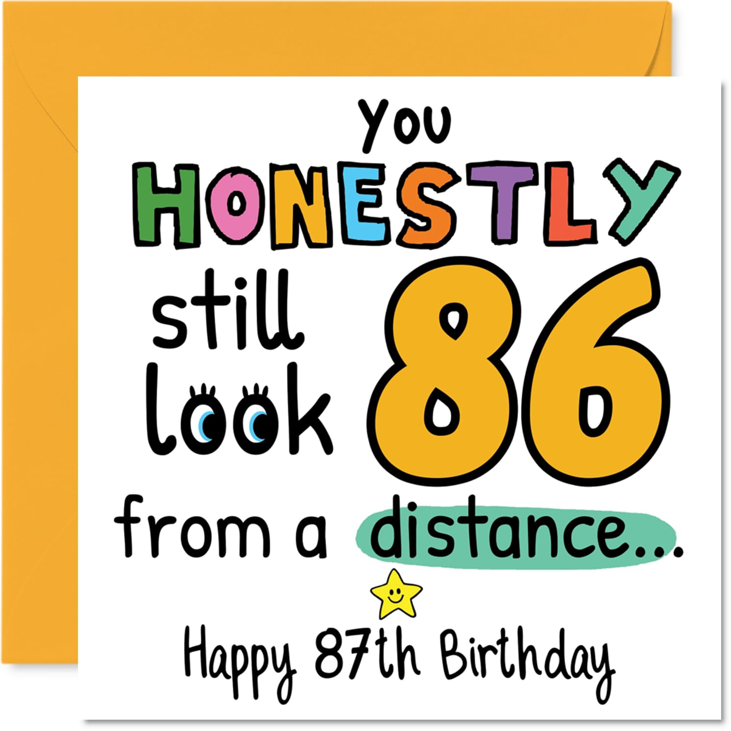 87th Birthday Cards for Men Women - From a Distance - Happy Birthday Card for 87 Year Old Man Woman Auntie Nanny Grandad Husband, 145mm Bday Greeting Cards