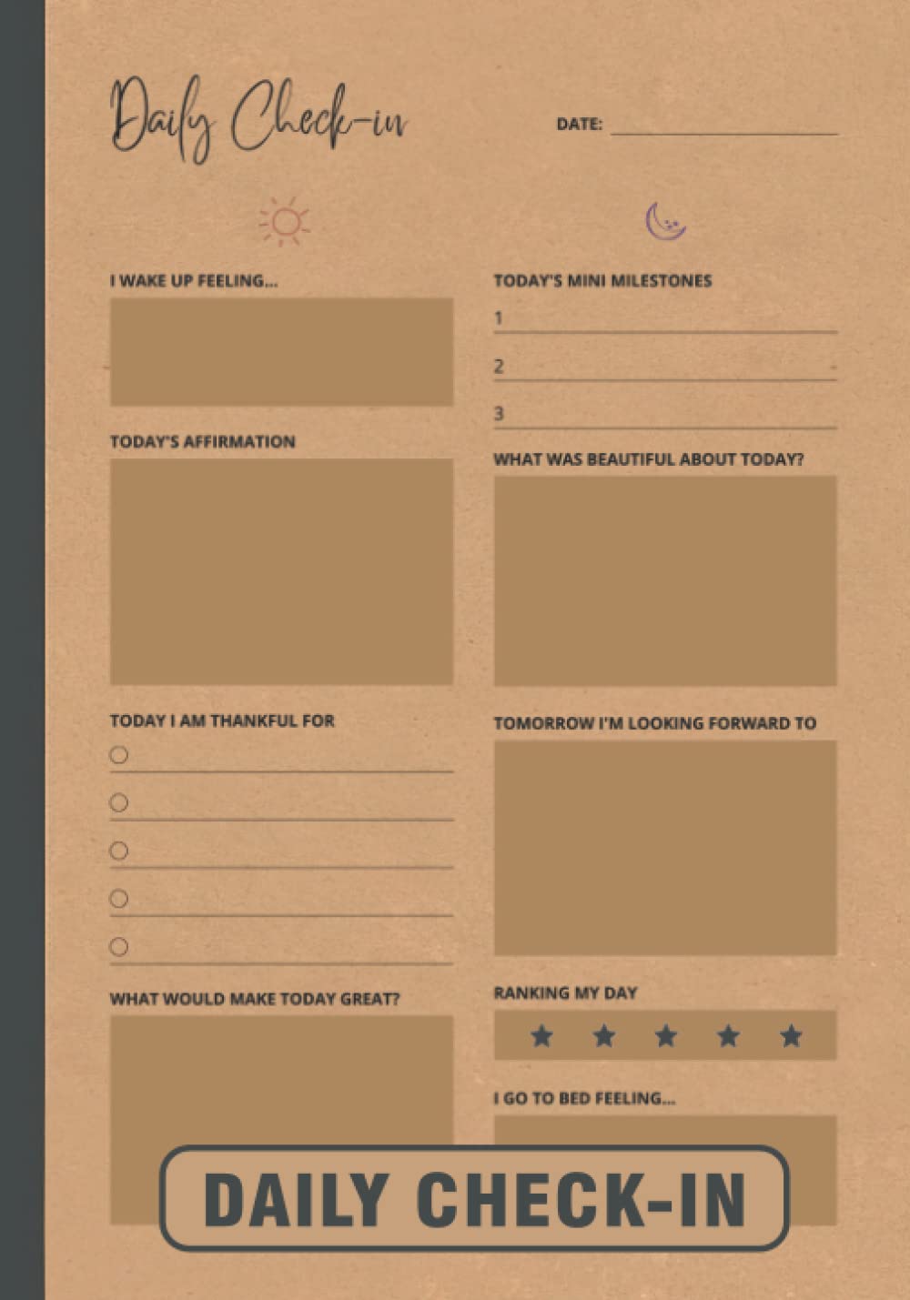 Daily Check-In Journal: Self Reflective Prompts to Start and End Your Day - Self Care Planner - Daily Gratitude Journal