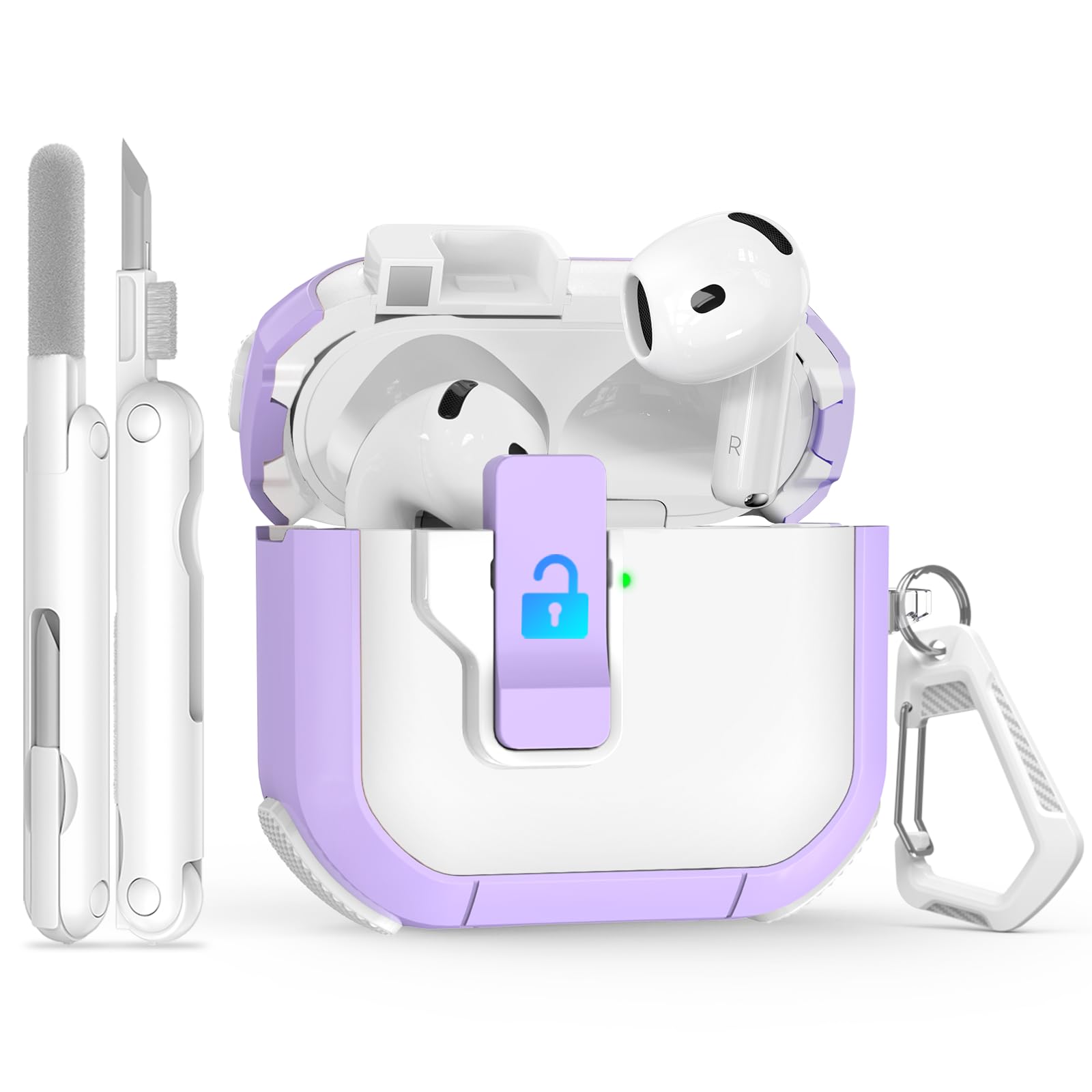 Ekoonpft for AirPods 4 Case 2024, Secure Lock Design Cases for Apple AirPods Pro 4th Generation for Women Girly, Soft Cover with Cleaner,Silicone