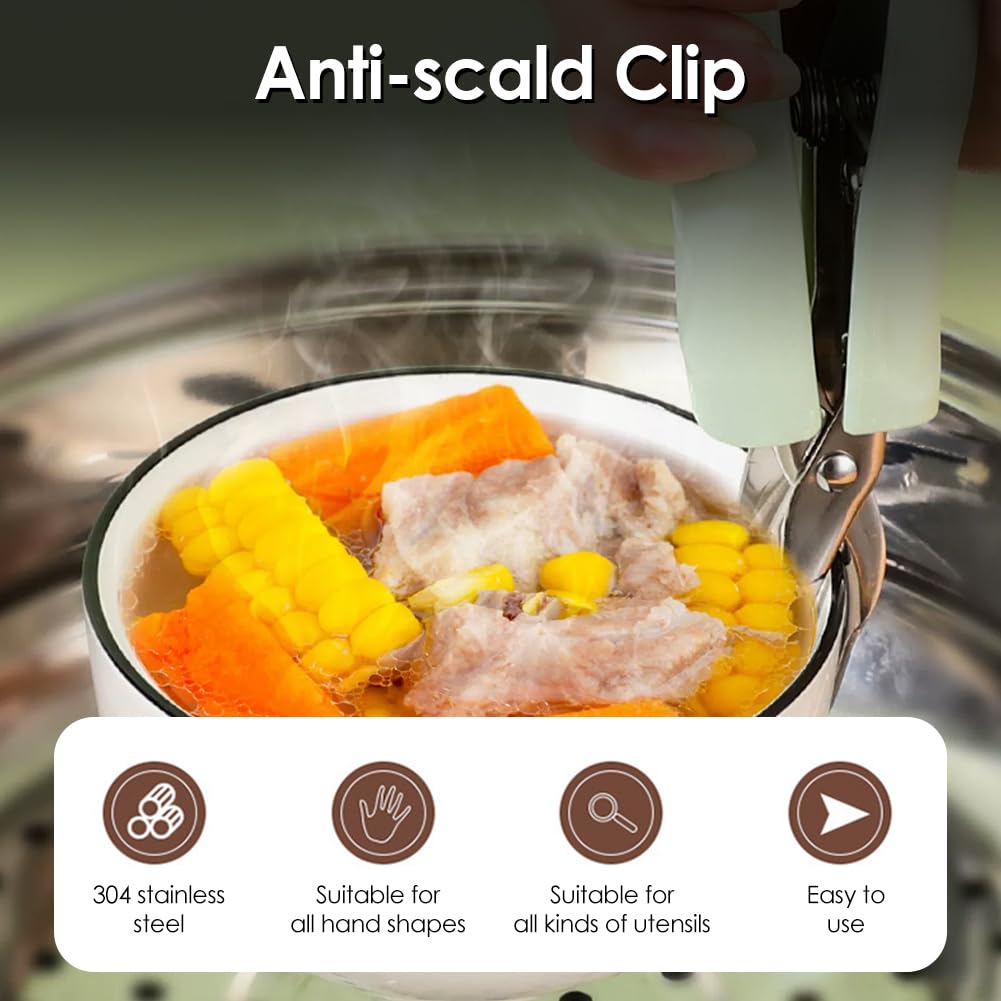Stainless Steel Silicone-Tipped Bowl Clip Pot Holder - Image 3