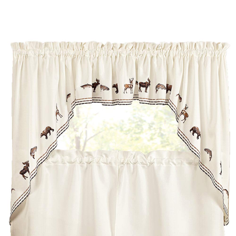 Renaissance Home Fashion Lodge Embroidered Swag Pair, 56" x 38"