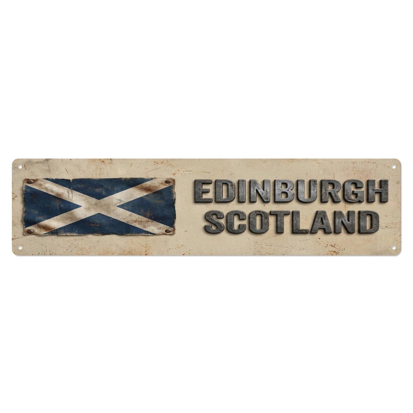 Okahys 4X16inch(10X40cm) Vintage Edinburgh Scotland Flag Decor Rustic Travel Metal Tin Sign