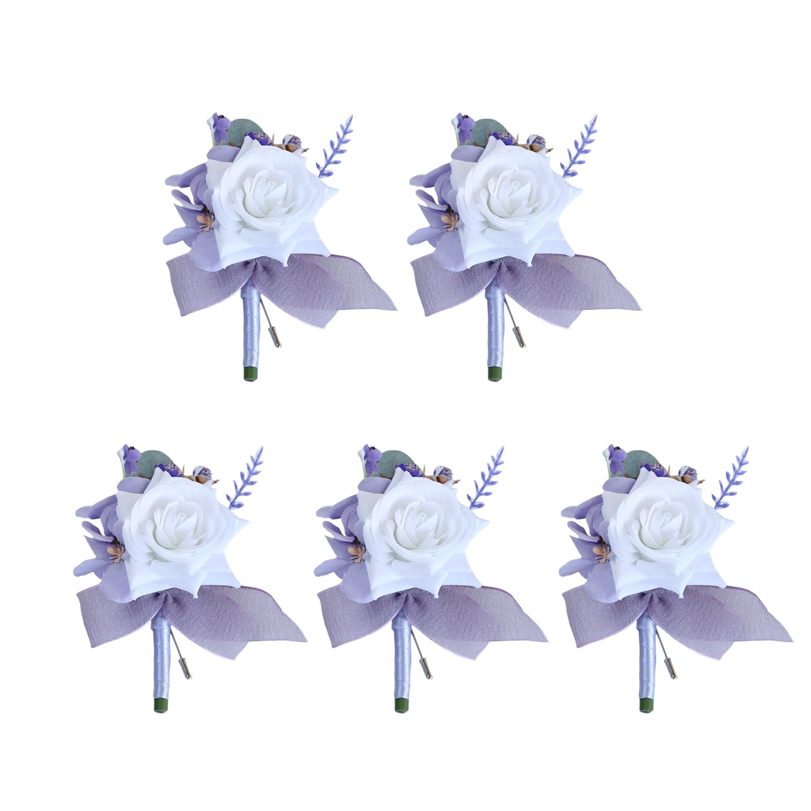 Hsioluted 5Pcs Artificial Rose Wrist Corsages Boutonniere for Groomsmen and Bridesmaid Wedding Wrist Corsages Boutonniere Proms Flower Accessories