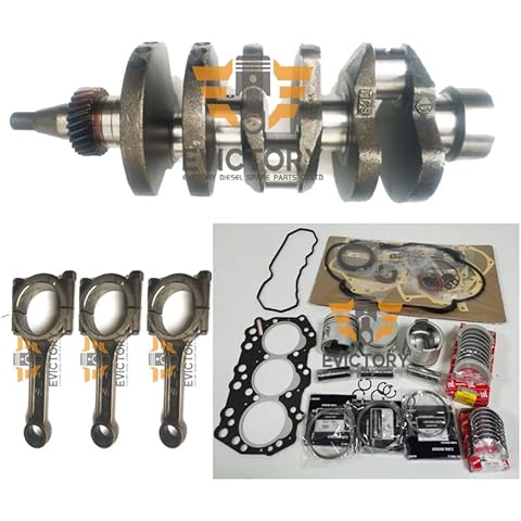 Ellas-Wohnwelt for Mitsubishi S3Q Engine Repair Rebuild kit + Piston + Ring + Overhaul Gasket kit + crankshaft conrod Bearing + S3QT S3Q-2 S3Q2 crankshaft + Connecting Rod 3pcs Cover