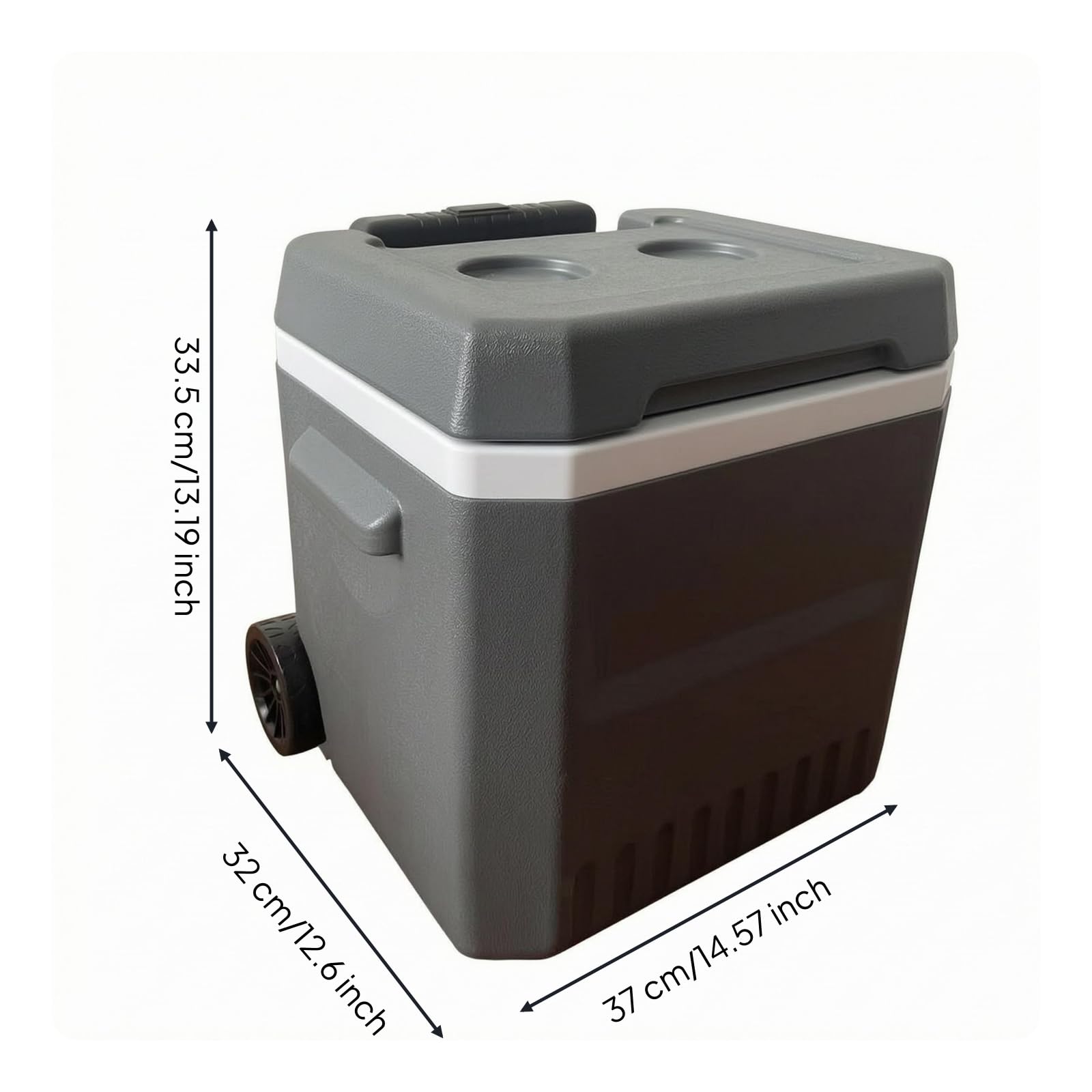 Contenitore Termico Portatile con Ruote Refrigeratore Organizzatore per Bevande Struttura Resistente Porta Bicchieri Trasporto Adatto a Picnic Campeggio Eventi Sportivi Casa 18L, Grigio