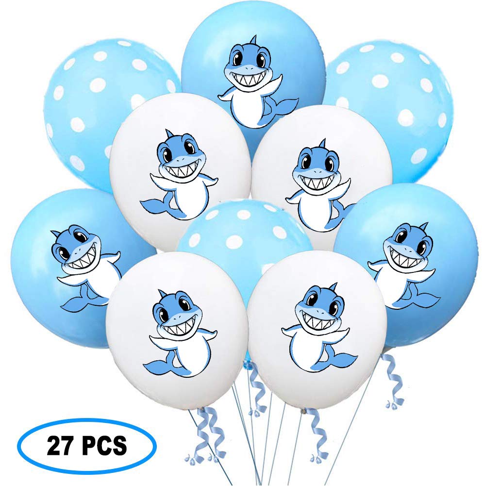 Shark Baby Latex Balloons for Kids Boys Girls Birthday Baby Shower Party Pool Party Under The Sea Shark Theme Party Decorations Supplies (Blue)