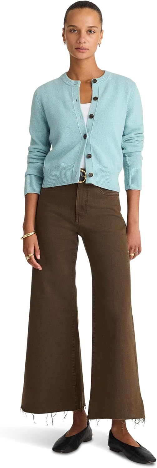 Well Made ジーンズFlared Wide-leg Crop Jean in Dark Mochaレディース