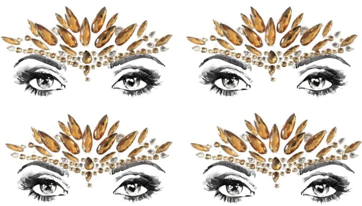 4 pezzi viso glitter oro viso viso gemme gemme adesivi glitter strass viso make up B34