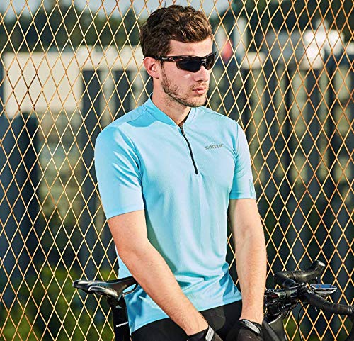 Santic Men's Cycling Jersey Short Sleeve with 3 Rear Pockets Half Zip Breathable Moisture Wicking Quick Dry Biking Shirts by Santic - Image 6