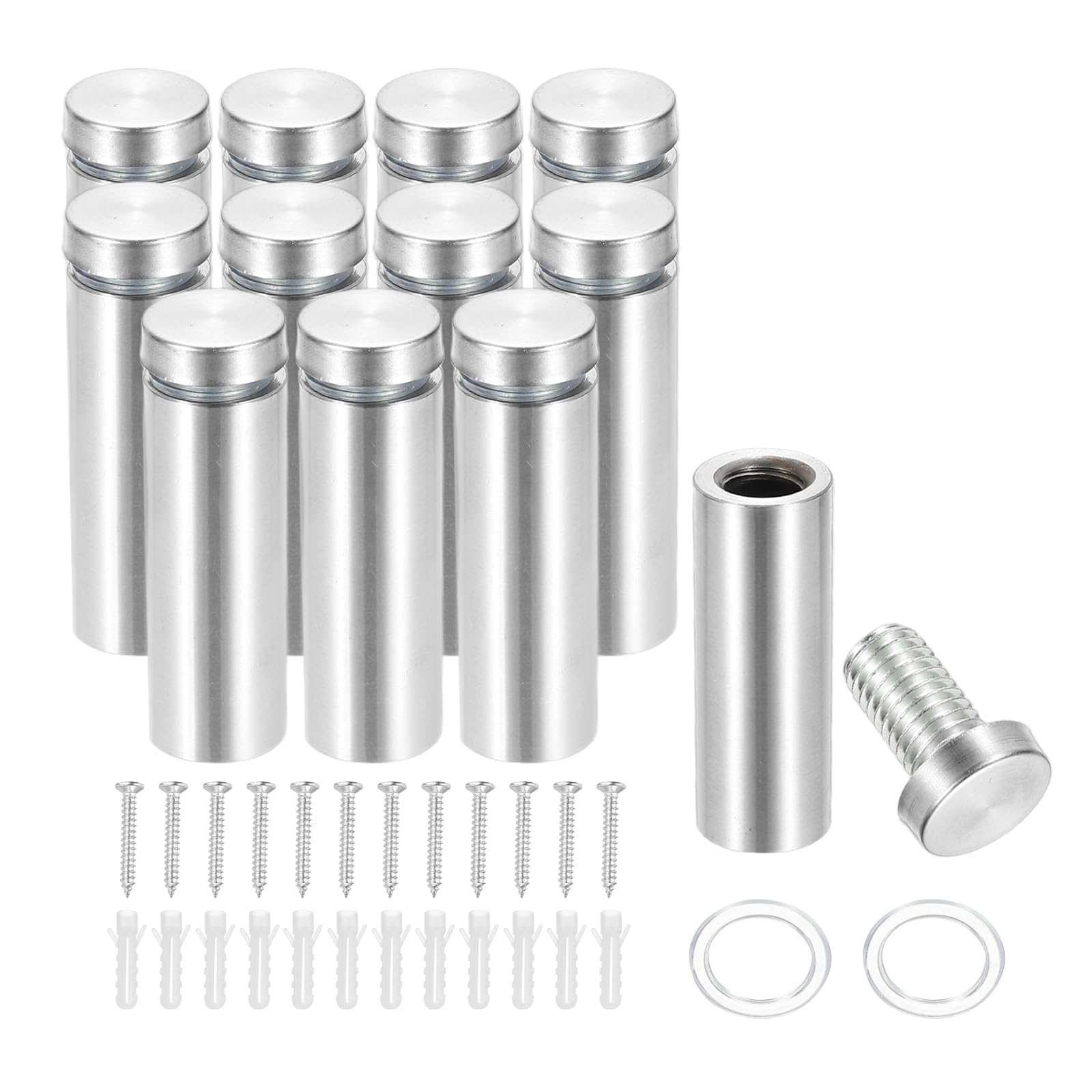 PATIKIL 5/8" x 2" Standoff Screws, 12 Pack Stainless Steel Wall Mount Sign Standoffs Mounting Hardware Advertising Nail for Hanging Acrylic Picture Frame, Silver