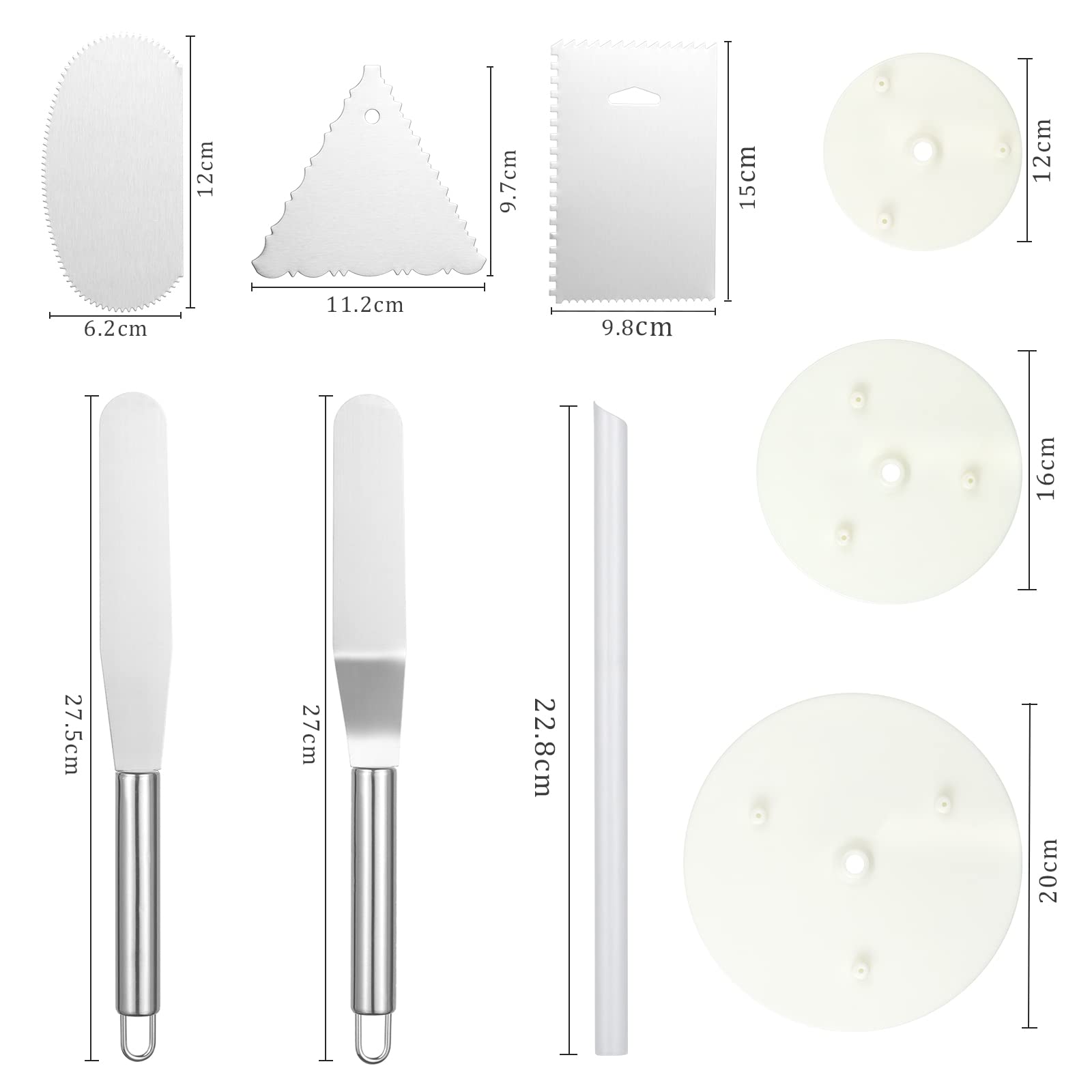 Soporte Giratorio para Tartas de 12 Pulgadas, con alisador glaseado, Tablas para Pasteles, Juego Soportes para Tartas para decoración Pasteles, Pasteles y Magdalenas