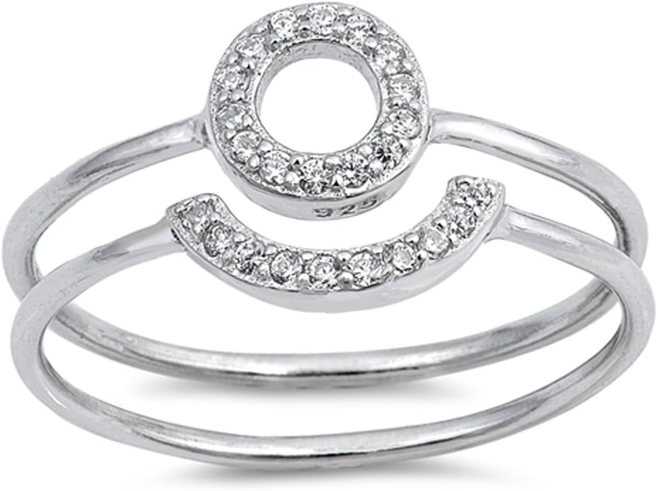 CHOOSE YOUR COLOR Sterling Silver Circle Set Ring