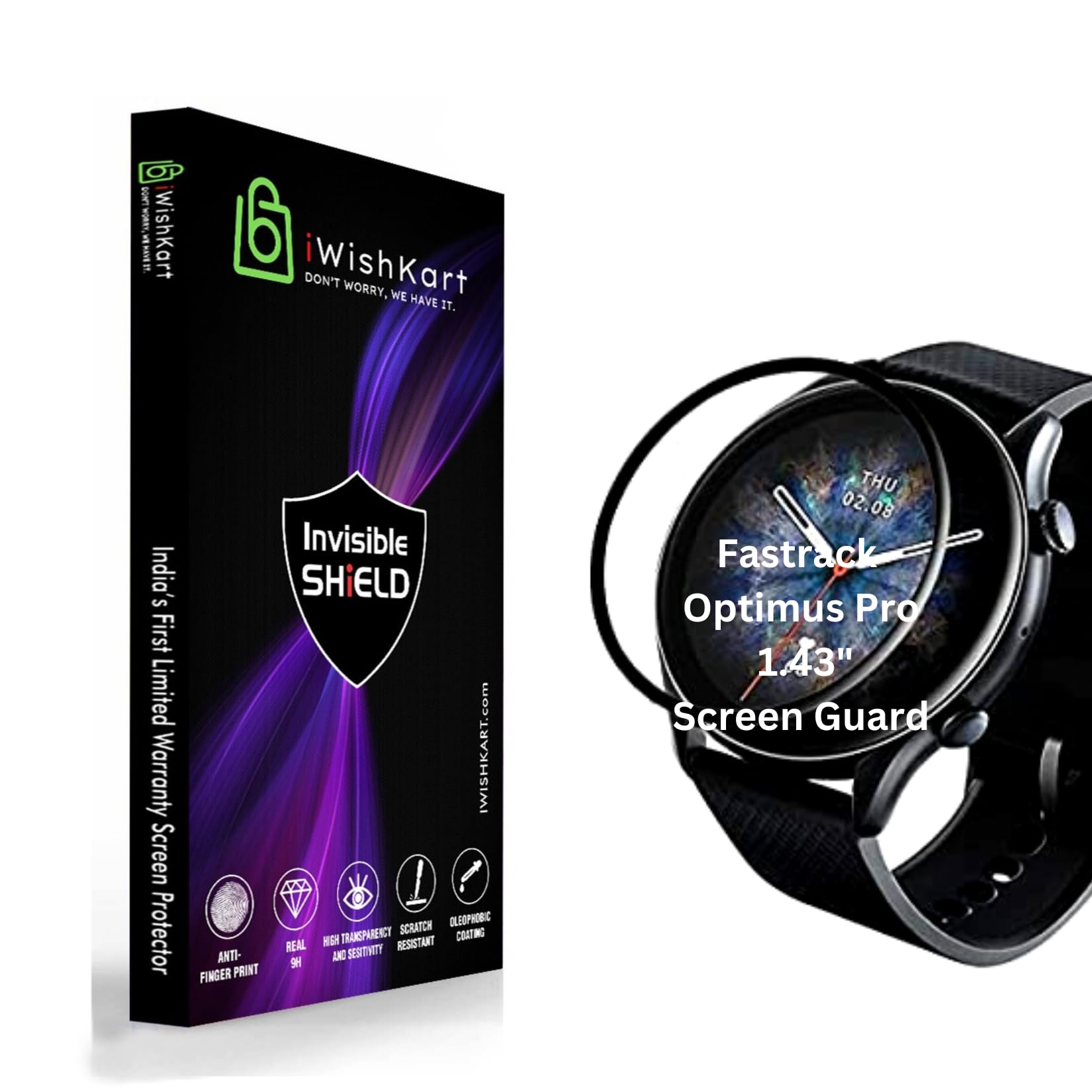 iWishKart® Fastrack Optimus Pro 1.43" Smartwatch Tempered Glass screen protector guard Full Screen Coverage Edge to Edge Full Glue FHD with Easy Installation kit (Fasttrack OptimusPro) (B0CVQWPBP6) Amazon Price History, Amazon Price Tracker