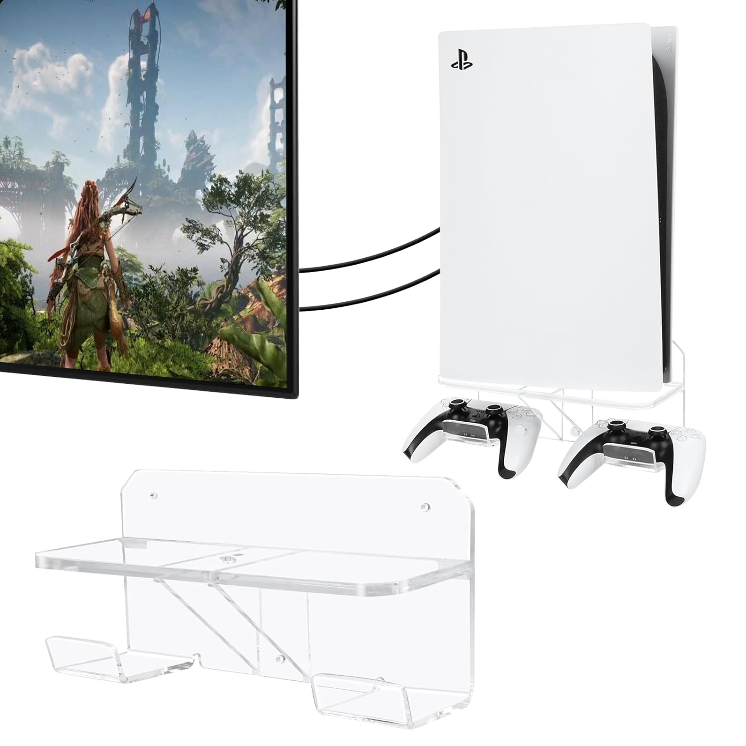 Desing Wish PS5 Wall Mount Bracket with 2 Controller
