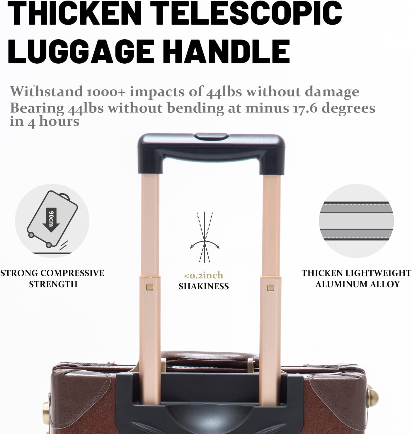 COTRUNKAGE 2 Piece Vintage Luggage Check-in Suitcase Sets for Travel with Spinner Wheels, Caramel Brown