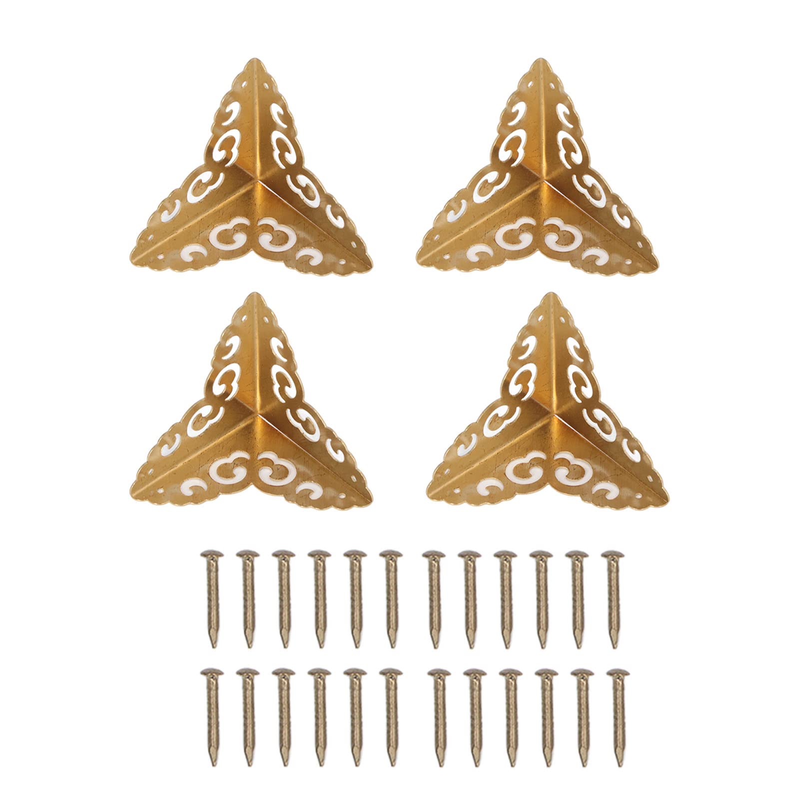 4Pcs Antique Box Corner Protectors, Vintage Brass Jewelry Box Corner Guards