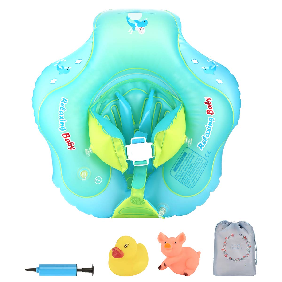 Luchild Baby Swimming Float, Swimming Ring with Seat Child Floats Adjustable Inflatable Baby Pool Float, with Manual Pump and Float Toys (6-30 months)