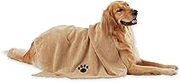Bone Dry Absorbent Microfiber Pet Grooming Towel X-Large 41x23.5" Embroidered Taupe for Dogs & Cats