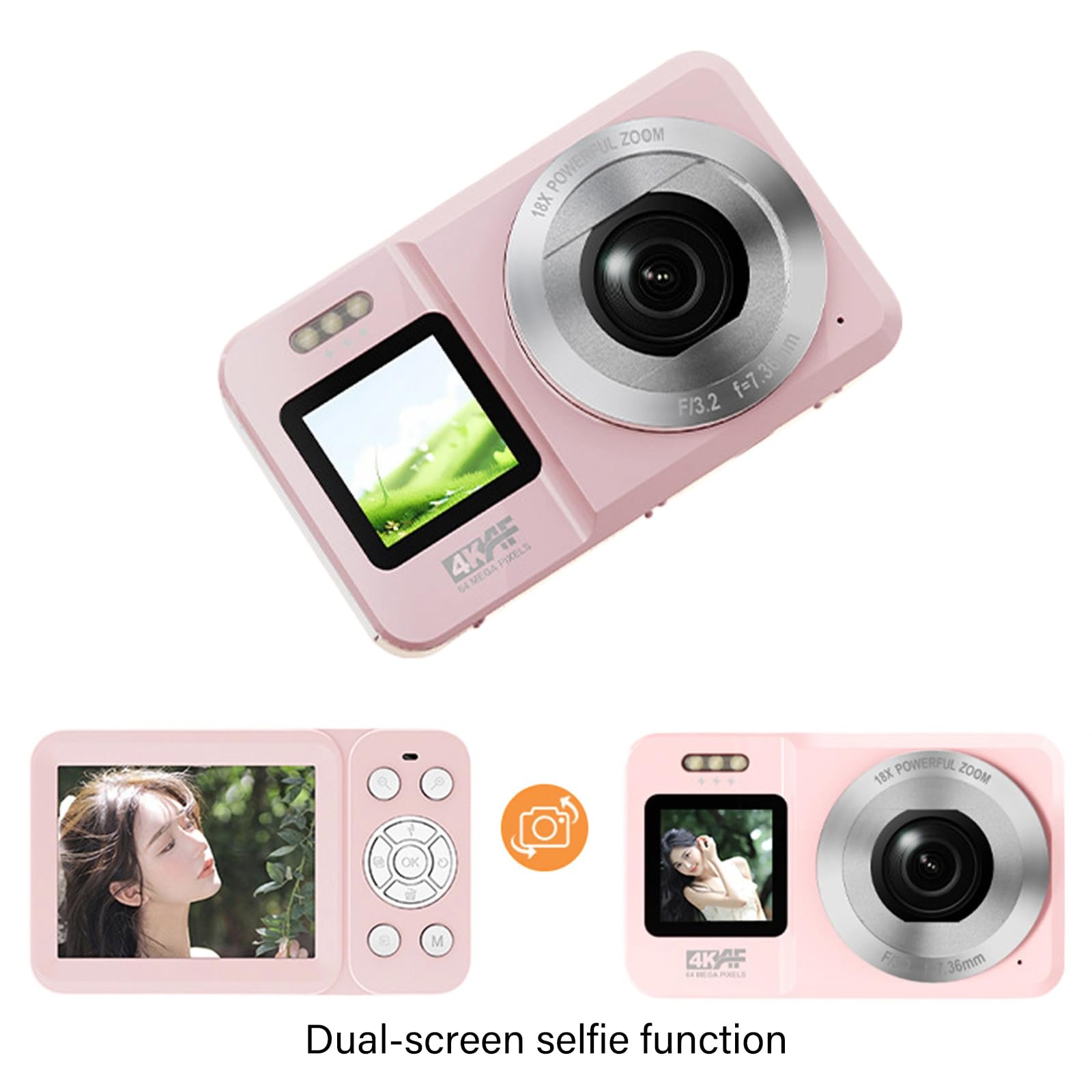 Amazon.co.jp: 18X ズーム 4K 64MP デジタルカメラダブルスクリーン