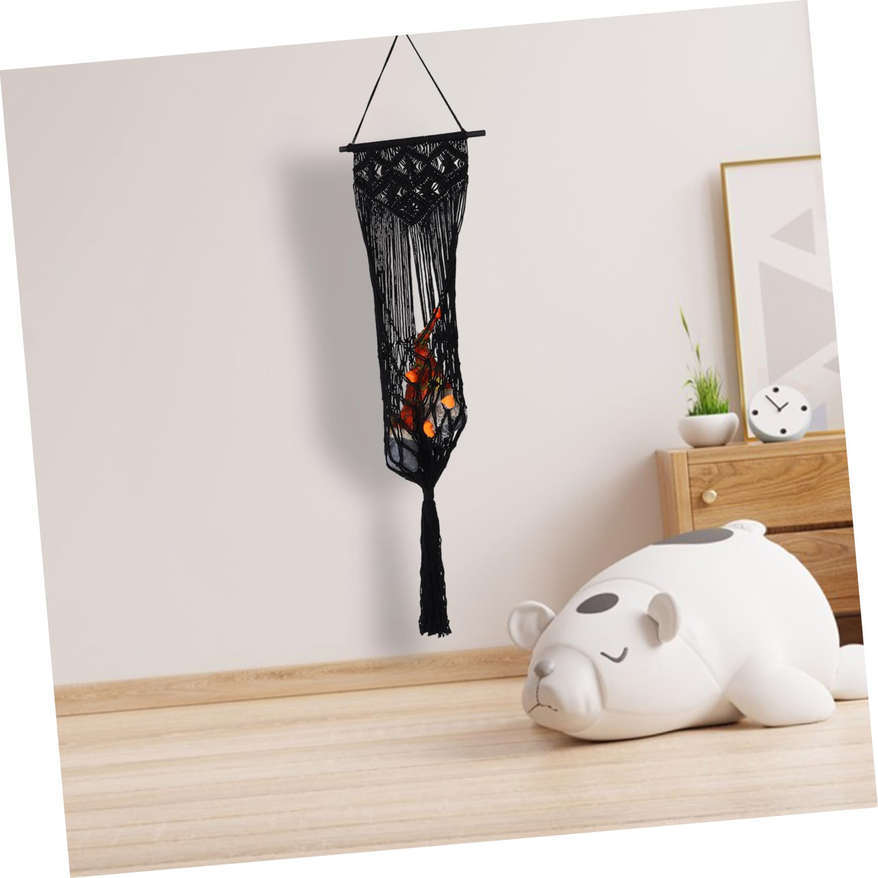 Hemobllo Organisateur de Jouets Mural Corde et Bois Filet de Rangement pour Peluches et Organisation pour Chambre Garçon Fille