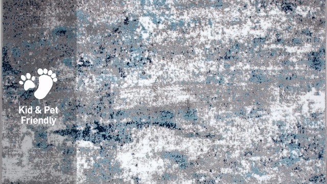 Tapete oval moderno abstracto azul 5'x7' Rugshop miniatura 7