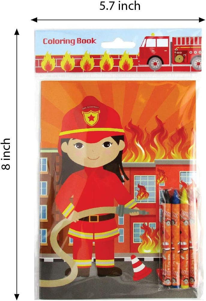 TINYMILLS Fire Truck Coloring Book Set for Kids Party Favors with 12 Coloring Books and 48 Crayons Firefighter Birthday Party Supplies Favor Bag Filler - Image 8
