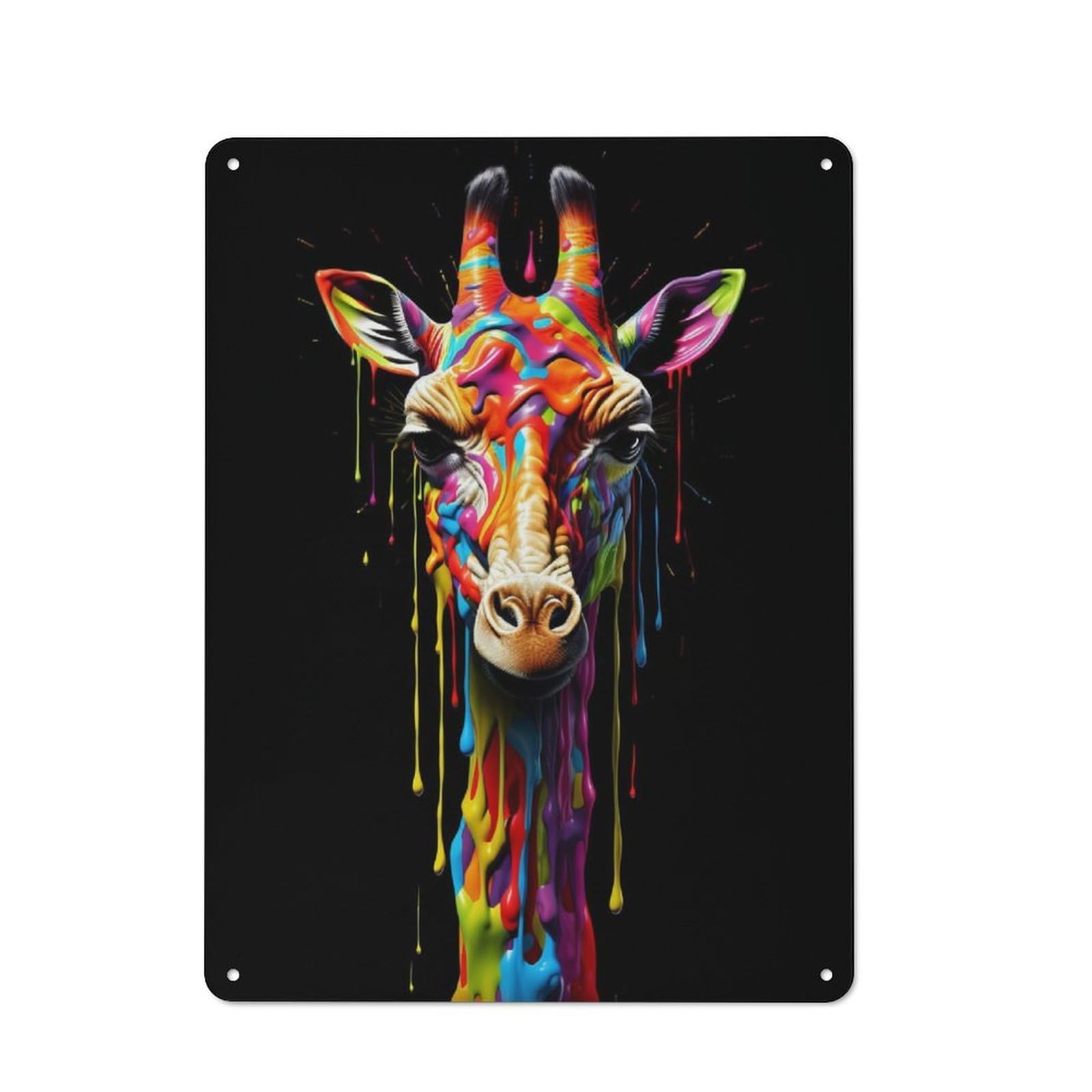 Junmoney Rainbow Giraffe Metal Sign 40X30cm With For Home Bar Wall, Rustic Decor, For Collectors Decorating Home Bars And Entertaining Spaces