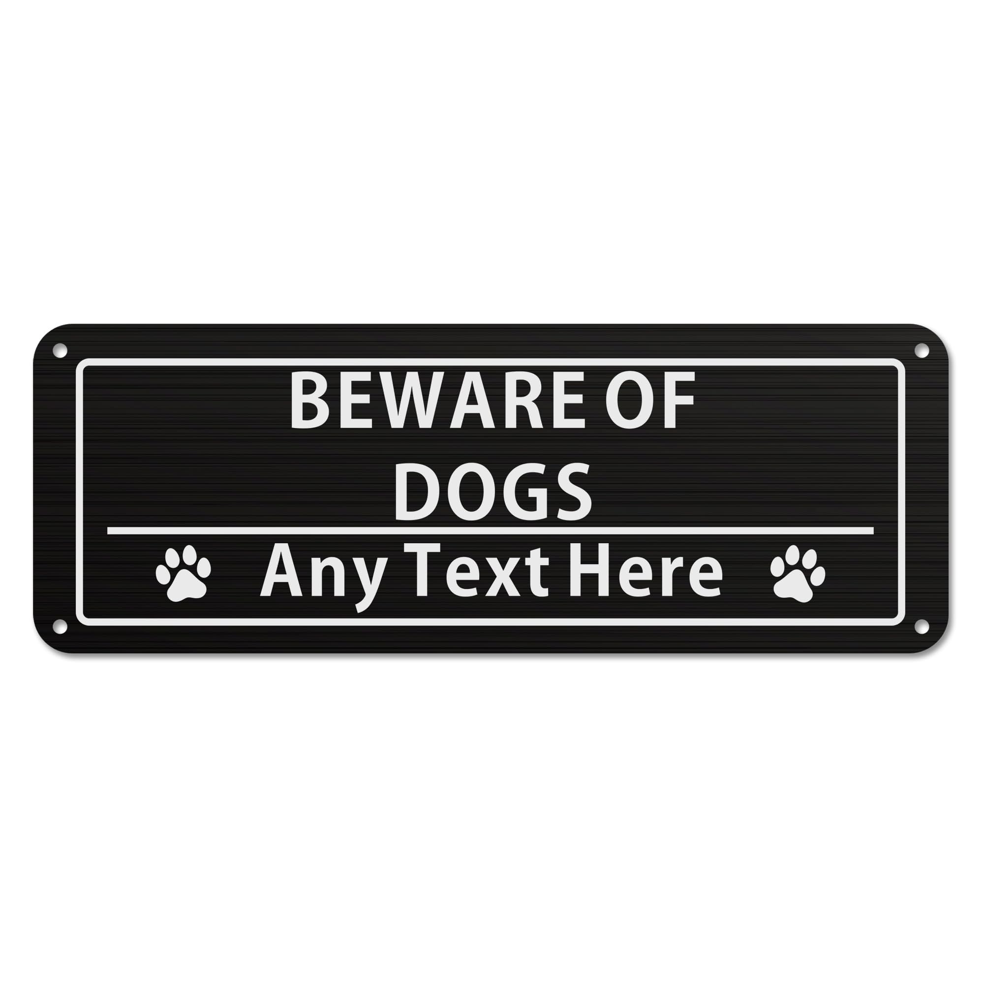 Personalised Beware of the Dog Sign, 9.8 x 3.5in Beware of the Dogs Sign Outdoor Gate, Metal Dog Warning Signs for Gates, Fence, Door, Wall, Waterproof, Fade Resistant (Design 1)