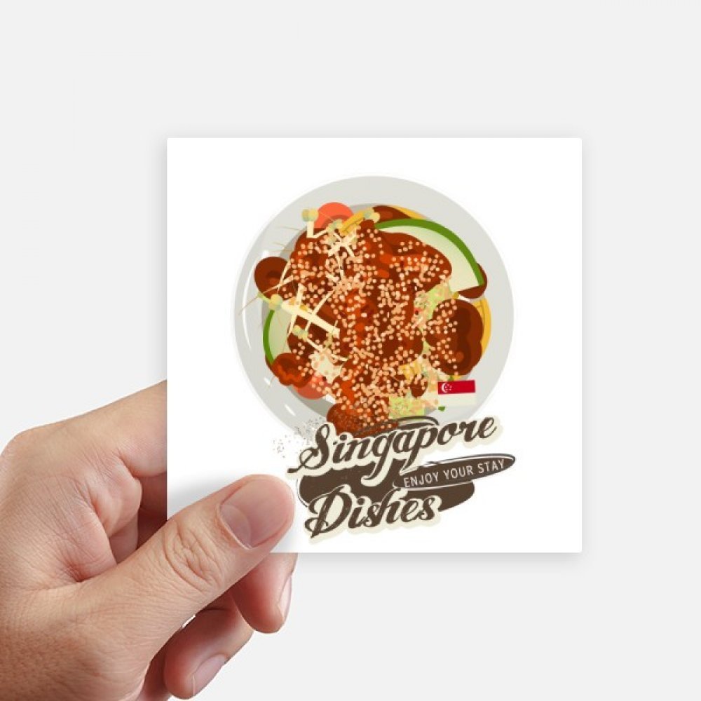 Autocollant carré Singapour Rojak 10cm sticker PC portable et décoration murale