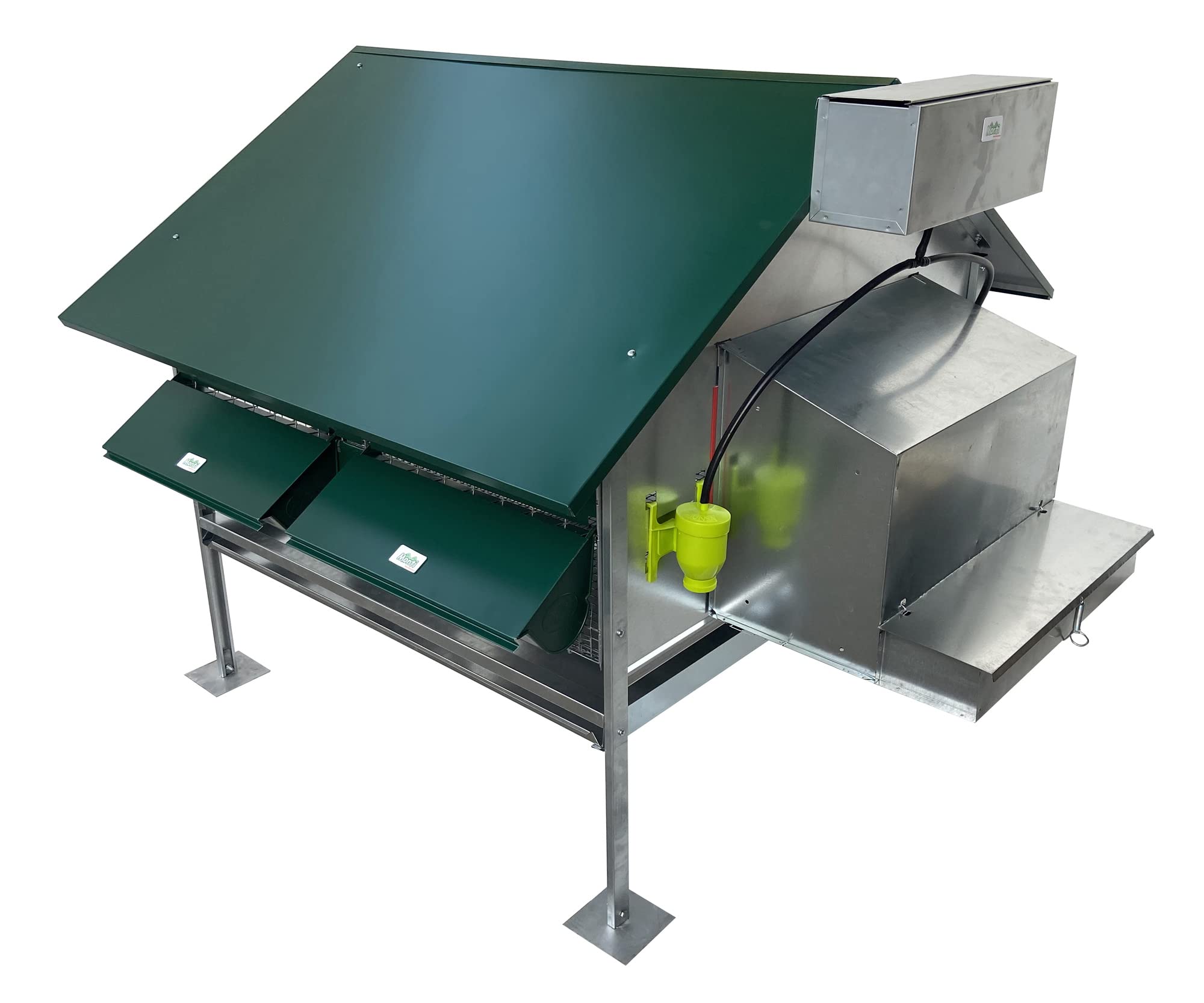 Pollaio a Casetta Capri per Galline Ovaiole. Tutto in Lamiera Verniciata e Rete Zincata. Cm 155 P x 120 L x H 120