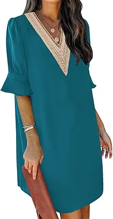 Summer dress with V-neck and ruffle sleeves