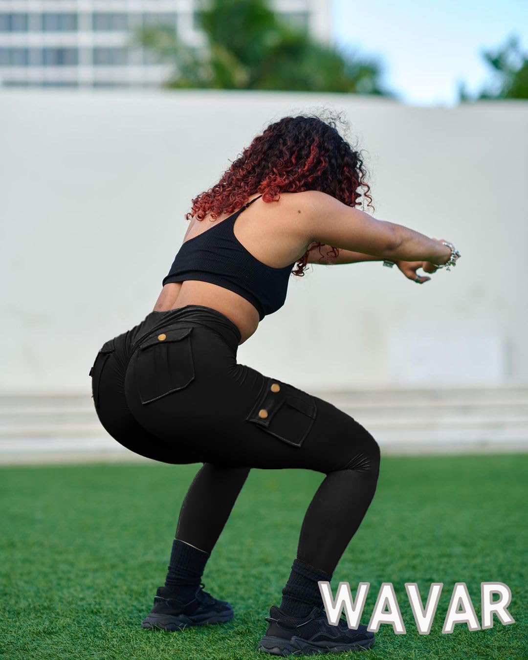 Wavar Scrunch Butt Lifting Leggings with Pockets Cargo Leggings for Women Workout Cargo Pants Tummy Control Yoga Pants - Image 3