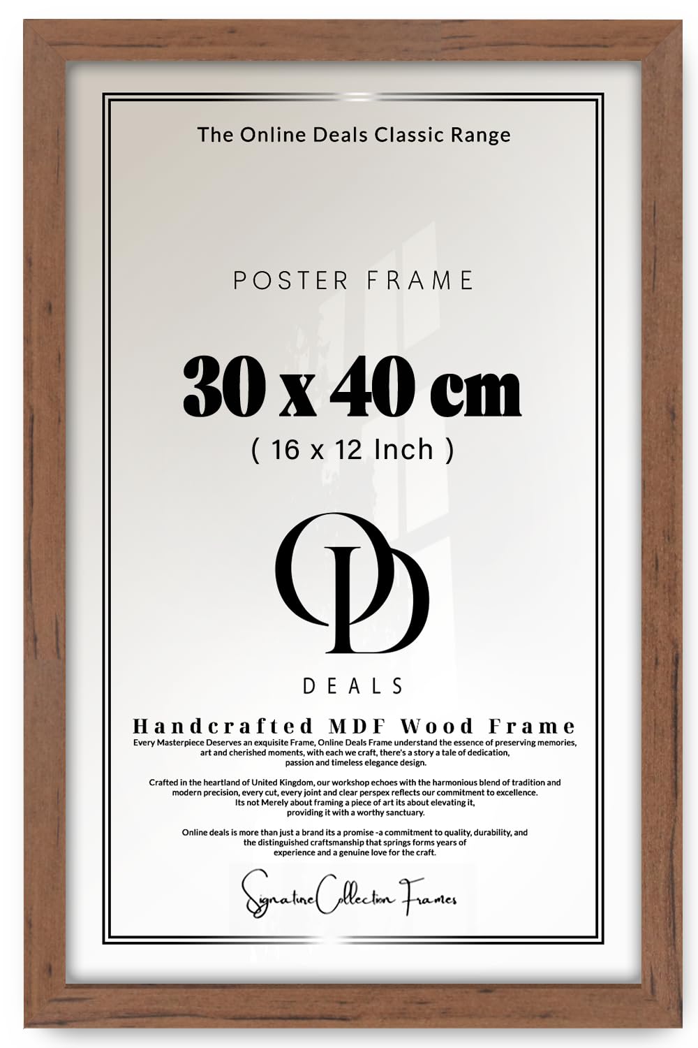 Od Deals Walnut 30X40 Cm (300X400 Mm) Decorative Picture Frame | Mdf Wood Flat Design With Shatterproof Perspex Front | Perfect For Home, Office & Gallery Display (Walnut)