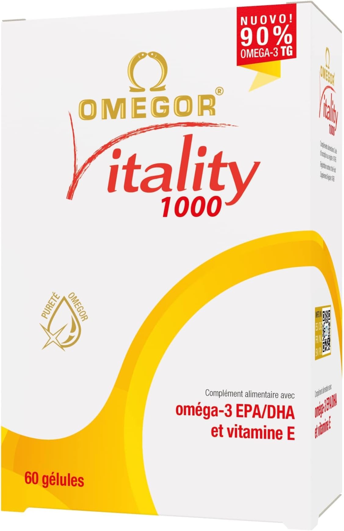 OMEGOR® Vitality 1000 - Omega 3 1000mg | The only Omega 3 IFOS Certified 5 Stars Since 2006 | Omega 3 Supplement with 800mg EPA and DHA per Capsule | 90% Omega 3 rTG Fish Oil | 60 Capsules 1000mg