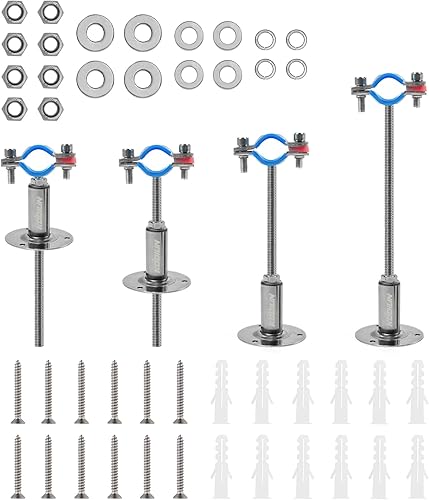 Miniatura 11 de Kodilin 4 soportes de tubo de montaje en pared mejorados, abrazadera de tubo de montaje en pared de acero inoxidable 304 adecuada para tubería OD de