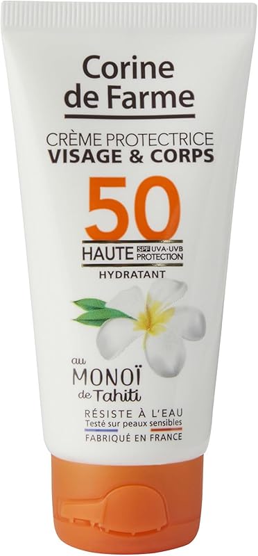 Corine de Farme - Crème Protectrice Visage & Corps SPF50 - Haute Protection UVA & UVB - au Monoï de 