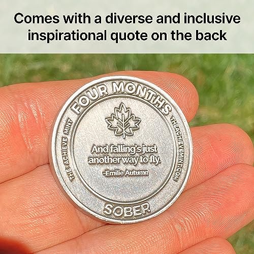 Image of The Achieve Mint 4 Months Sober Token | Four Month Sobriety Chip | Non-AA, Non-Religious Medallions for Men and Women Celebrating Sobriety
