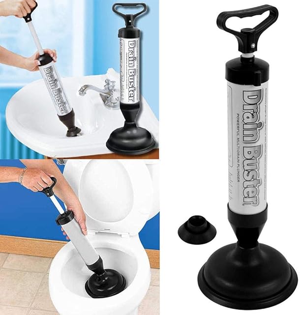 Drain Unblocker New Powerful Extra Strength Suction Tool with 2 Drain Cups for Home Kitchen Bathroom Toilet Sink Shower Bath More - Clears Tough Clogs & Blockages No Chemicals or Mess