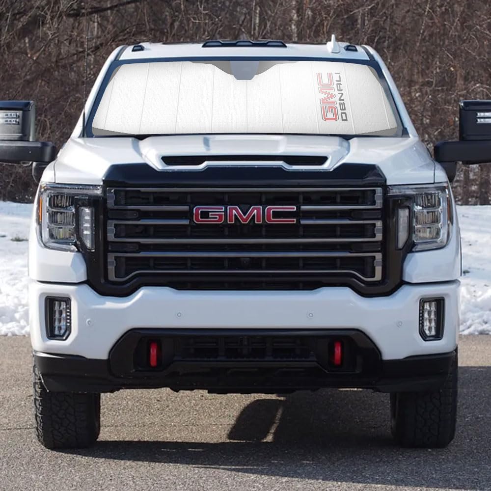 iPick Image for GMC Denali Logo Jumbo-Size Universal Fit Enforced Stand-Up Auto Windshield Sun Shade at Standard Size 57" x 31"