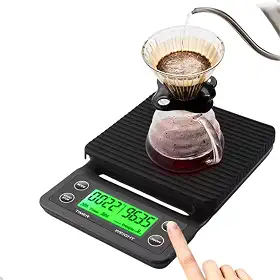 Balança Digital para Café com Temporizador Integrado Alta Precisão, Tela LCD, Tapetinho de Silicone Isolante Térmico Antiderrapante Ideal para Baristas e Café Perfeito em Casa - E-FCS Store