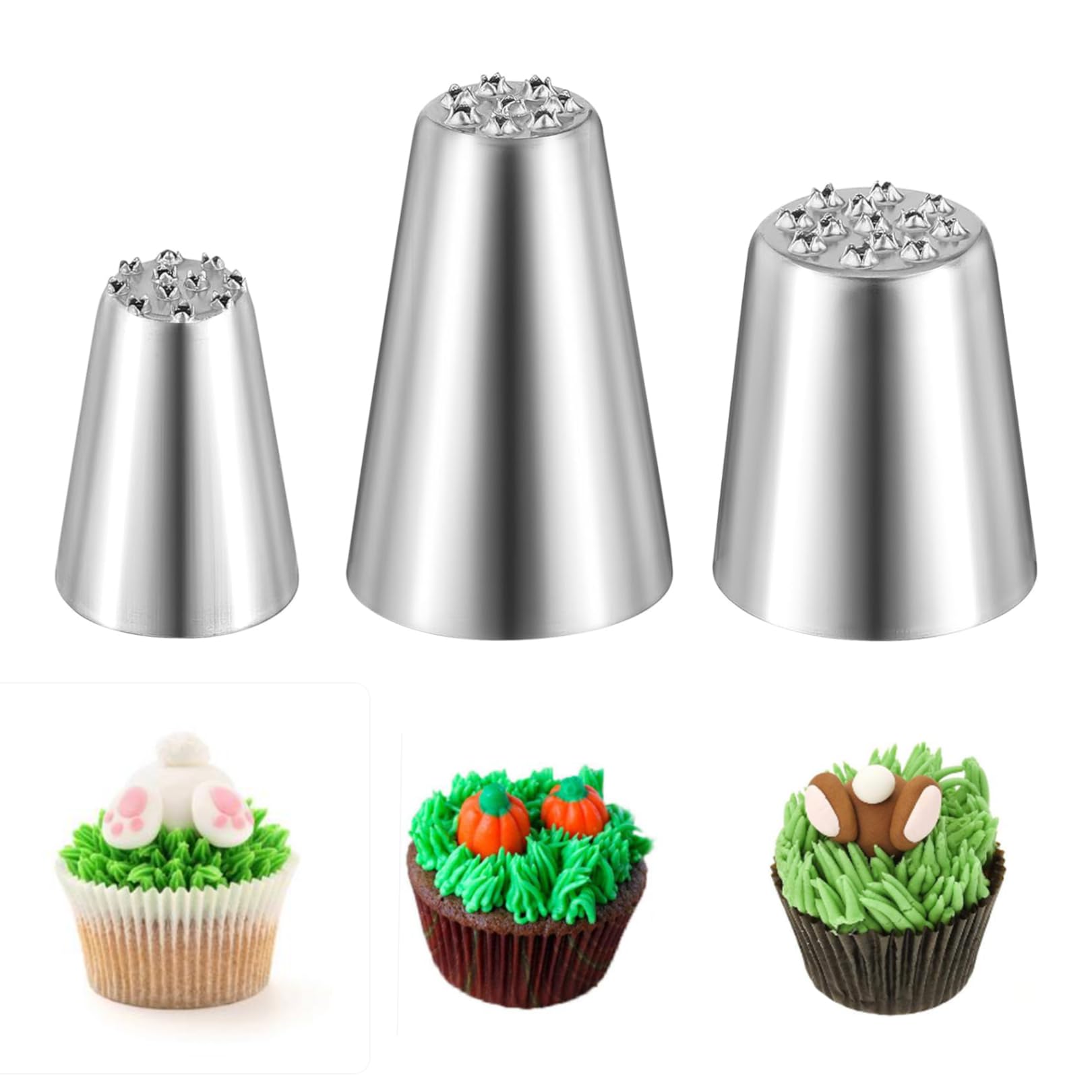 Jeffdad 7-delige set met ronde gaten, professionele roestvrijstalen cupcake-glazuurspuitmonden, gereedschap, Russisch gebak, poederdispensers, benodigdheden voor taartdecoratiebenodigdheden, bakset
