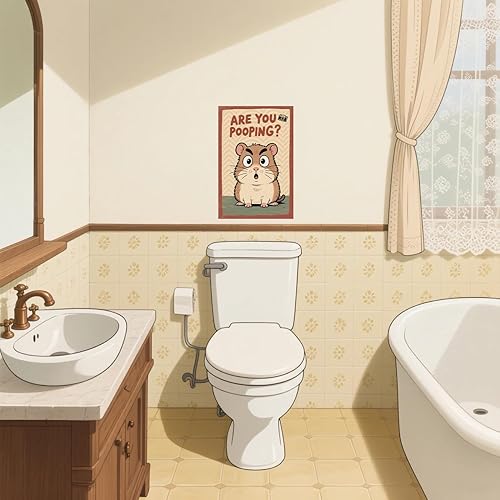 Miniatura 5 de BYZCLUBERI Retro Hamster Are You Pooping Wall Decor - Camera Element Rodent Bathroom Art, Unique Hamster Decor in Bathroom, 8x12 Inch
