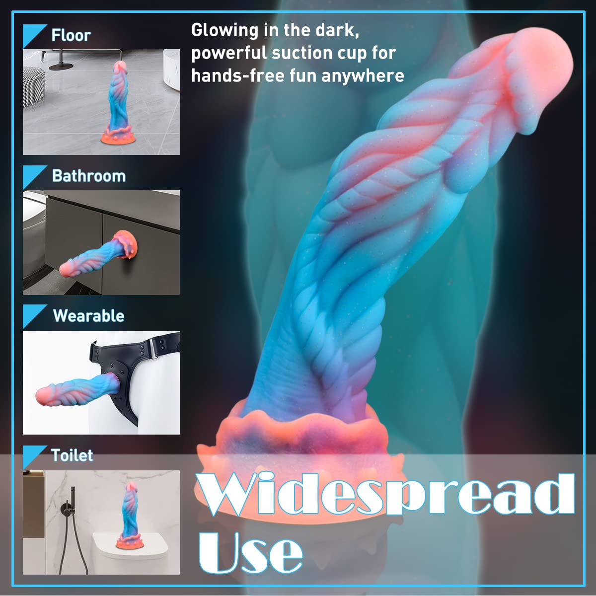 Fantasy Alien Dildo Dragon Dildo for Men, 9.1“ Soft Monster Dildos with Raised Texture, Silicone Horse Animal Penis with Suction Cup, Glow in The Dark Dog Knot Dildos Luminous Adult Toys for Women