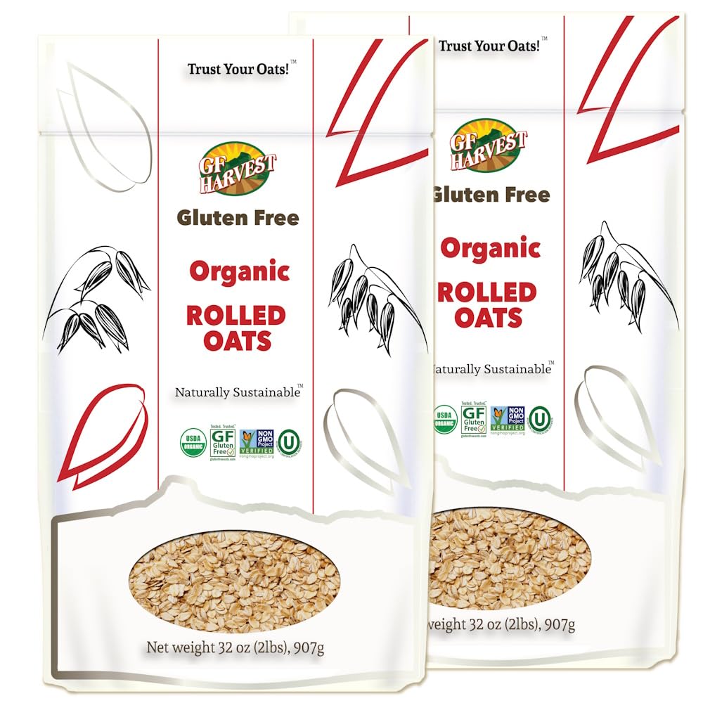 GF Harvest Gluten Free Organic Rolled Oats, 32 Ounce Bag, Pack of 2