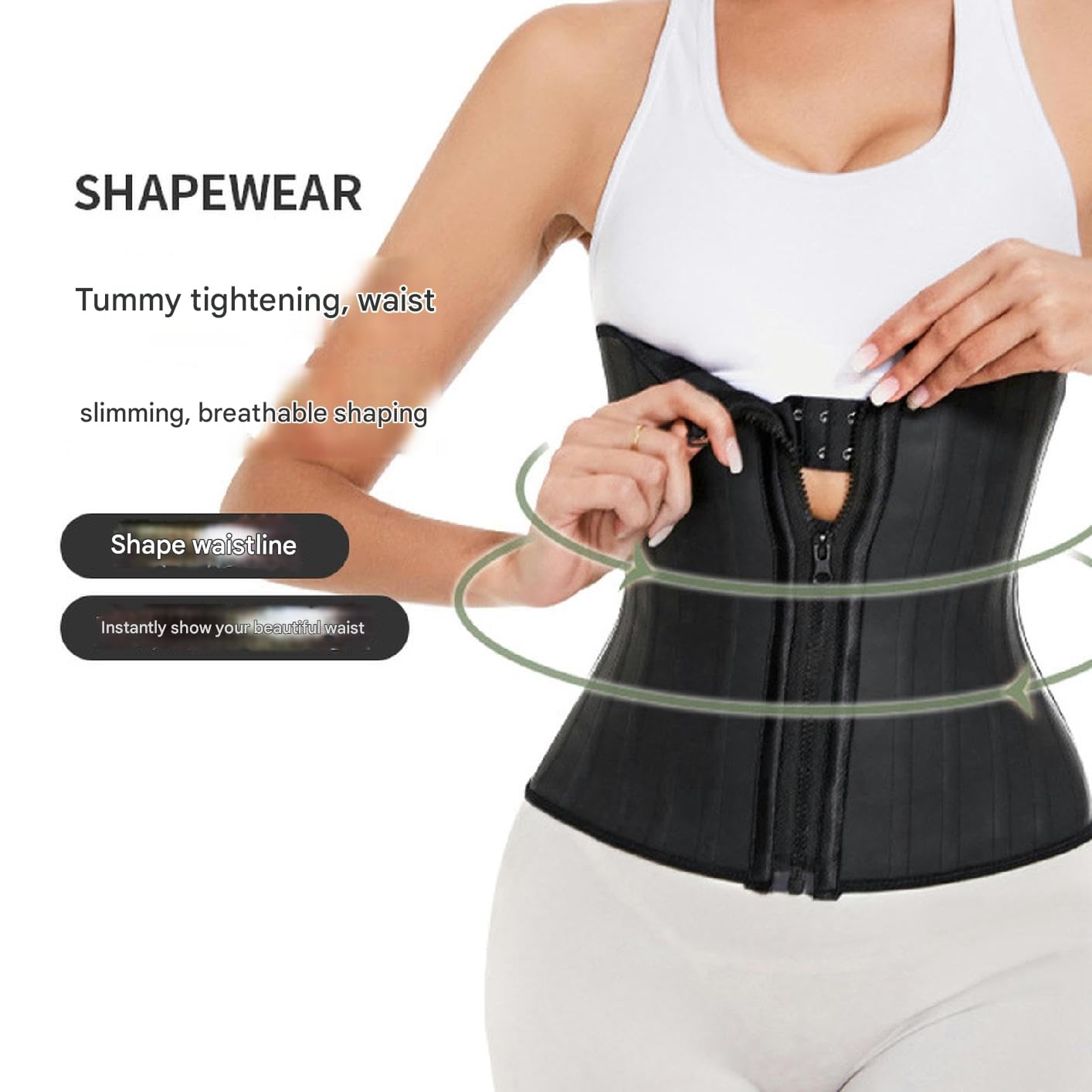 Corsetto Donna Cintura Modellante per La Vita da Donna, Cerniera, Abbigliamento Modellante per Il Corpo in Lattice, Cintura Modellante Sportiva